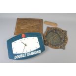 A Perspex Double Diamond Advertising Clock