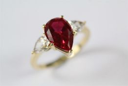 A 14ct Yellow Gold Ruby Ring