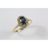 A Vintage 9ct Yellow Gold Sapphire and Diamond Ring