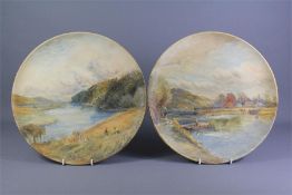 A Pair of Watcombe Torquay Pottery Plates