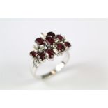 A Lady's Vintage 14ct White Gold, Ruby and Diamond Cluster Ring