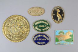 Five Brass Canal Boat Plaques