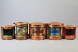 Five Vintage Copper Maritime Lanterns