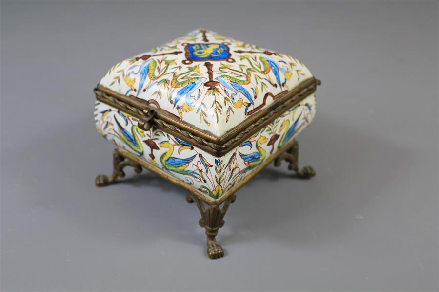 A 19th Century Painted Enamel Trinket Box