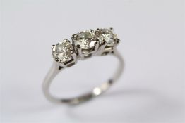 A White Gold Three Stone Diamond Ring