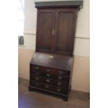 An Antique Oak Drop-Front Bureau Bookcase