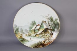 A Continental Hand-Painted Porcelain Wall-Hanging Charger