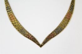 A 9ct Tri-Coloured Gold Collar Necklace