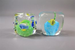 A Pair of Murano Glass Aquarium Paperweights