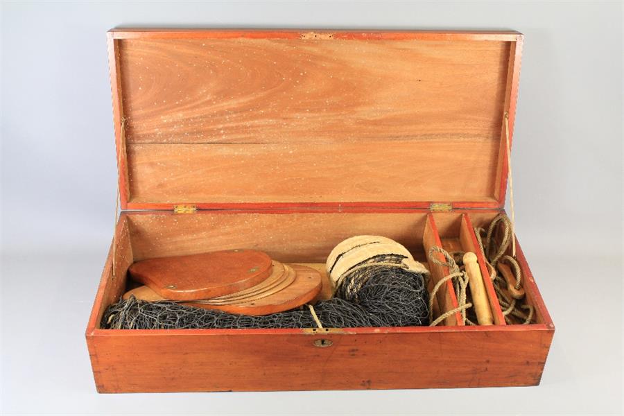 A Victorian Mahogany Boxed Tennis Net and Racket Press - Image 2 of 2