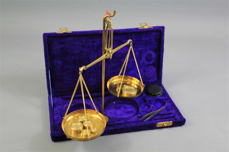 A Set of Vintage Indian Brass Spice/Jewellery Balance Scales