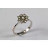 Antique 18ct White Gold Diamond Cluster Ring