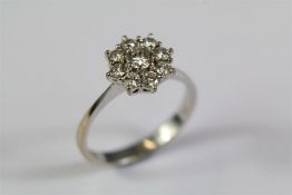 Antique 18ct White Gold Diamond Cluster Ring