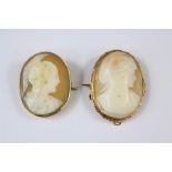 Two 9ct Gold Classical Shell Cameos