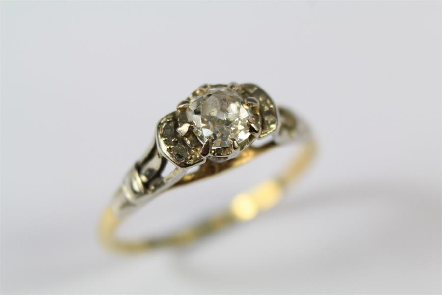 Antique 18ct Yellow Gold & Platinum Diamond Ring - Image 2 of 2