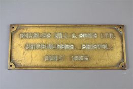 An Original Shipbuilders Brass Plaque