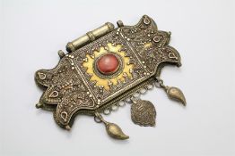 A 19th Century Turkman Silver Gilt Decorative Pendant