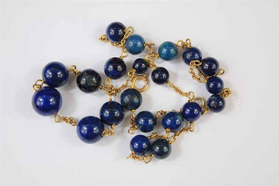A 9ct Gold and Lapis Lazuli Necklace