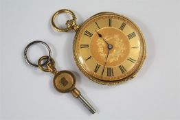 A Ladies 18ct Yellow Gold Pocket Watch