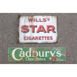 Two Small Vintage Enamel Advertising Signs