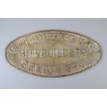 An Original Shipbuilders Brass Plaque