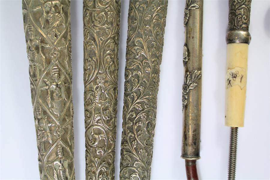 Five Antique Silver Parasol Handles - Image 3 of 3