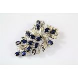 A White Gold Sapphire and Diamond Brooch