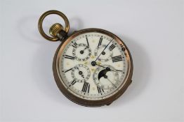 An Antique Steel-Cased Moon-face Pocket Watch