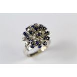 A Vintage White Gold Sapphire and Diamond Cocktail Ring