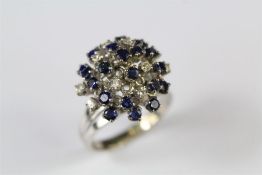 A Vintage White Gold Sapphire and Diamond Cocktail Ring