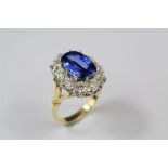 A 4.5ct Natural Cornflower Blue Ceylon Sapphire and Diamond Ring