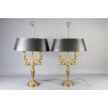 A Pair of Brass Liberty Double Branch Table Lamps