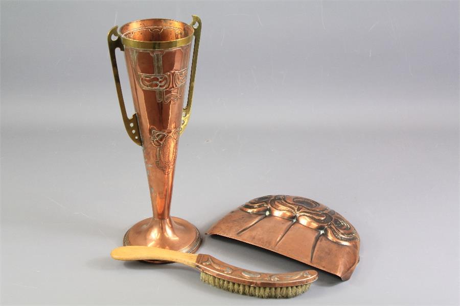 An Art and Crafts Copper and Brass Vase