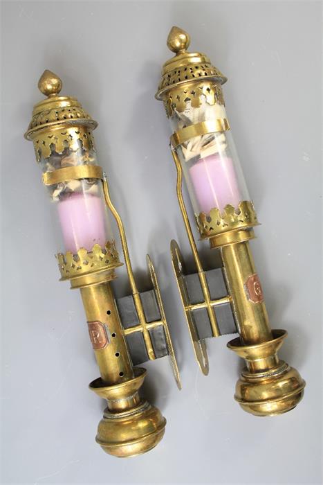 A Pair of GWR Brass Wall Mounted Carriage Lanterns