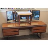 A Retro Teak Dressing Table with Matching Stool