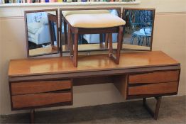 A Retro Teak Dressing Table with Matching Stool