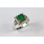 A Vintage White Gold Emerald and Diamond Ring