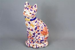 A Japanese Imari Porcelain Seated Cat Figurine