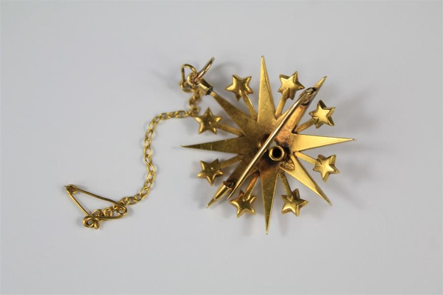 An Edwardian 18ct Yellow Gold and Pearl Star Brooch - Image 2 of 2