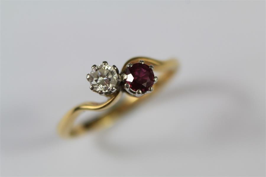 An 18ct Yellow Gold Diamond and Ruby Ring - Image 2 of 2