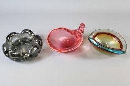 Three Italian Mid-Century Art Glass Bowls