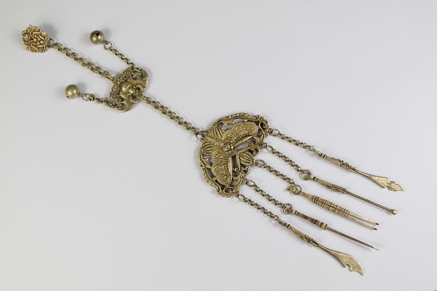 A Chinese White Metal Chatelaine.