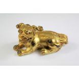 A Late 19th Century Gilt-Bronze Foo Dog