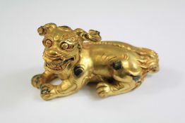 A Late 19th Century Gilt-Bronze Foo Dog