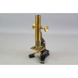A Victorian Mortiz Pillischer London Monocular Microscope Brass Microscope