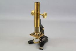 A Victorian Mortiz Pillischer London Monocular Microscope Brass Microscope