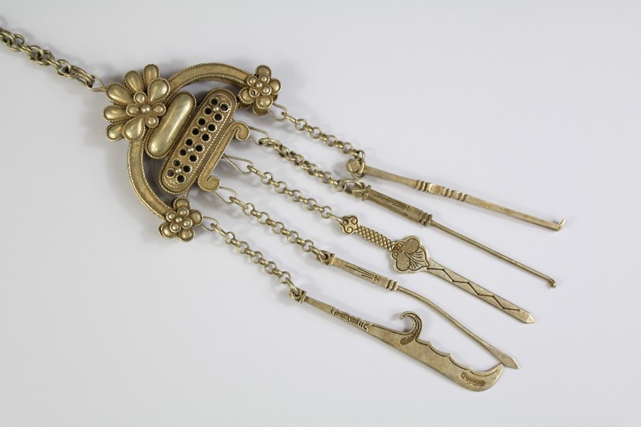 A Chinese White Metal Chatelaine - Image 2 of 3