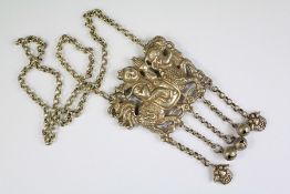 A Chinese White Metal Necklace