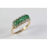 A Ladies 9ct Yellow Gold Emerald and Diamond Ring