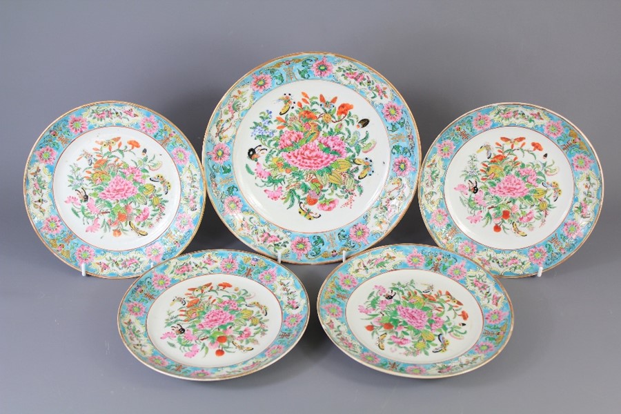 Five 19th Century Cantonese Tea Plates